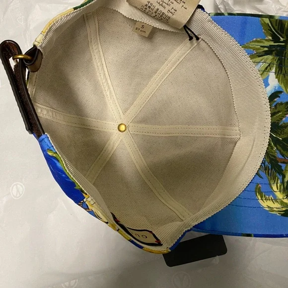 Gucci Blue Tropical Palm & Yellow Floral Baseball Cap - Picture 9 of 11